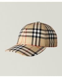 Burberry - Checked Cotton Baseball Cap - Lyst