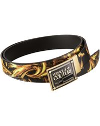 Versace Jeans Couture Reversible Garland Print Leather Belt - Black