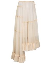 Dries Van Noten - Sunia Asymmetric Silk-Georgette Maxi Skirt - Lyst