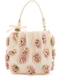 Self-Portrait - Floral Bead-Embellished Satin Tote - Lyst