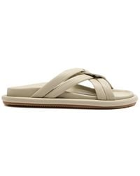 Moncler - Bell Woven Leather Sliders - Lyst