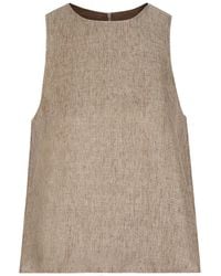 Emporio Armani - Faux Leather Panel Linen Top - Lyst