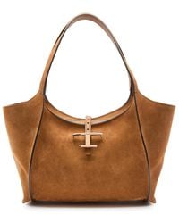 Tod's - T-Plaque Suede Tote - Lyst
