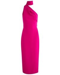 Solace London - Samira One-Shoulder Scarf-Effect Midi Dress - Lyst