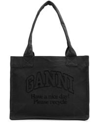 Ganni - Easy Shopper Large Canvas Tote - Lyst