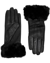 Dents - Sarah Faux Fur-Trimmed Leather Gloves - Lyst