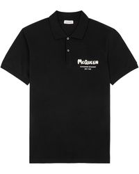 Alexander McQueen - Graffiti Logo-Embroidered Piqué Cotton Polo Shirt - Lyst