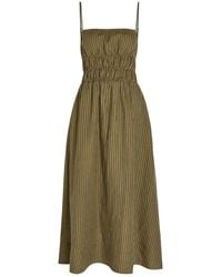 STAUD - Ayla Striped Linen Midi Dress - Lyst