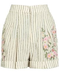 Agua Bendita - Rommy Embroidered Cotton-Blend Shorts - Lyst