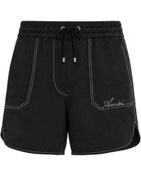 Amiri - Contrast-Stitch Linen-Blend Shorts - Lyst
