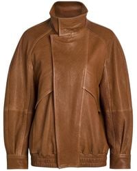 Nour Hammour - Ariste Panelled Grained Leather Bomber Jacket - Lyst