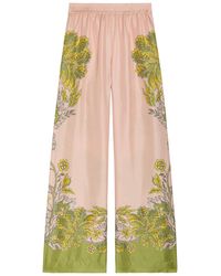 La DoubleJ - Printed Wide-Leg Silk Trousers - Lyst