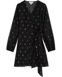 Never Fully Dressed - Vienna Printed Chiffon Mini Wrap Dress - Lyst