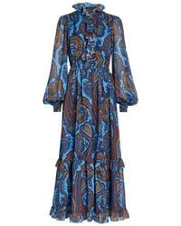 Etro - Paisley-Print Ruffled Chiffon Maxi Dress - Lyst