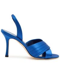 Manolo Blahnik - Vierasan 90 Satin Slingback Sandals - Lyst