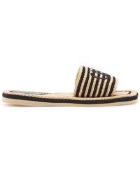 Chloé - Sand Striped Woven Sliders - Lyst