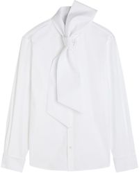 Saint Laurent - Scarf-Effect Cotton-Poplin Shirt - Lyst