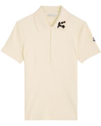 Moncler - Ribbed Embellished Cotton-Blend Polo Top - Lyst
