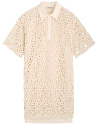Moncler - Embroidered Cotton Mini Shirt Dress - Lyst