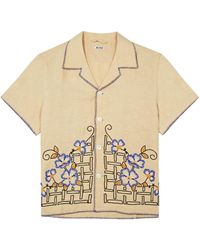 Bode - Himalayan Poppy Embellished Linen Shirt - Lyst