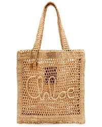 Chloé - Summer Banana Logo Raffia Tote - Lyst