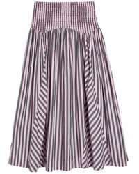 Damson Madder - Layla Striped Cotton Midi Skirt - Lyst