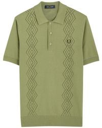 Fred Perry - Logo-Embroidered Patterned Cotton-Knit Polo Shirt - Lyst
