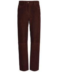 KHAITE - Callum Straight-Leg Suede Trousers - Lyst