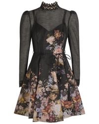 Zimmermann - Valiant Floral-Print Linen And Silk-Blend Mini Dress - Lyst