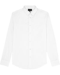 Emporio Armani - Logo-embroidered Stretch-cotton Poplin Shirt - Lyst