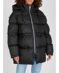 acne hooded puffer coat dark grey