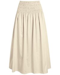 JOSEPH - Leonie Gathered Cotton-Sateen Midi Skirt - Lyst