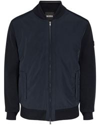 BOSS - Levaio Quilted Cotton And Shell Bomber Jacket - Lyst