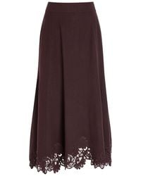 Zimmermann - Valiant Lace-Trim Wool Midi Skirt - Lyst