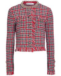 Self-Portrait - Checked-Knit Cotton-Blend Jacket - Lyst