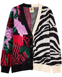 FARM Rio - Zebra-Intarsia Knitted Cardigan - Lyst