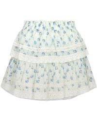 LoveShackFancy - Ruffle Floral-Print Cotton Mini Skirt - Lyst
