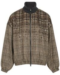 Brunello Cucinelli - Padded Houndstooth Alpaca-Blend Bomber Jacket - Lyst