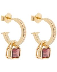 V By Laura Vann - Embellished 18kt Gold-plated Hoop Earrings - Lyst