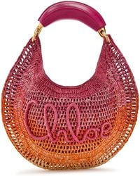 Chloé - Summer Banana Logo Raffia Shoulder Bag - Lyst