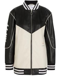 AN-Y1 - Racing Quilted Colour-Blocked Leather Bomber Jacket - Lyst