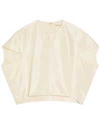 Heirlome - Lulu Cropped Slubbed Silk Top - Lyst