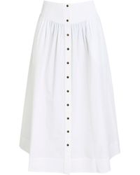 Tory Burch - Stretch-Cotton Poplin Midi Skirt - Lyst