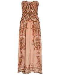 Zimmermann - Aster Scarf Printed Cut-Out Silk Midi Dress - Lyst