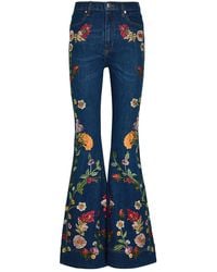 Alice + Olivia - Beautiful Floral-Embroidered Flared-Leg Jeans - Lyst