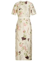 Erdem - Floral-Print Crinkled Satin Midi Dress - Lyst