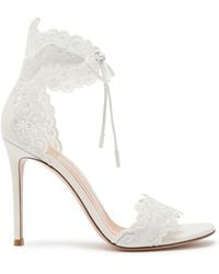 Gianvito Rossi - Evie 105 Lace And Leather Sandals - Lyst