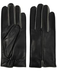 Handsome Stockholm - Herringbone-trimmed Leather Gloves - Lyst