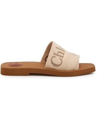 Chloé - Woody Logo Canvas Sliders - Lyst