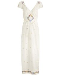 RIXO London - Carey Floral-Embroidered Woven Midi Dress - Lyst